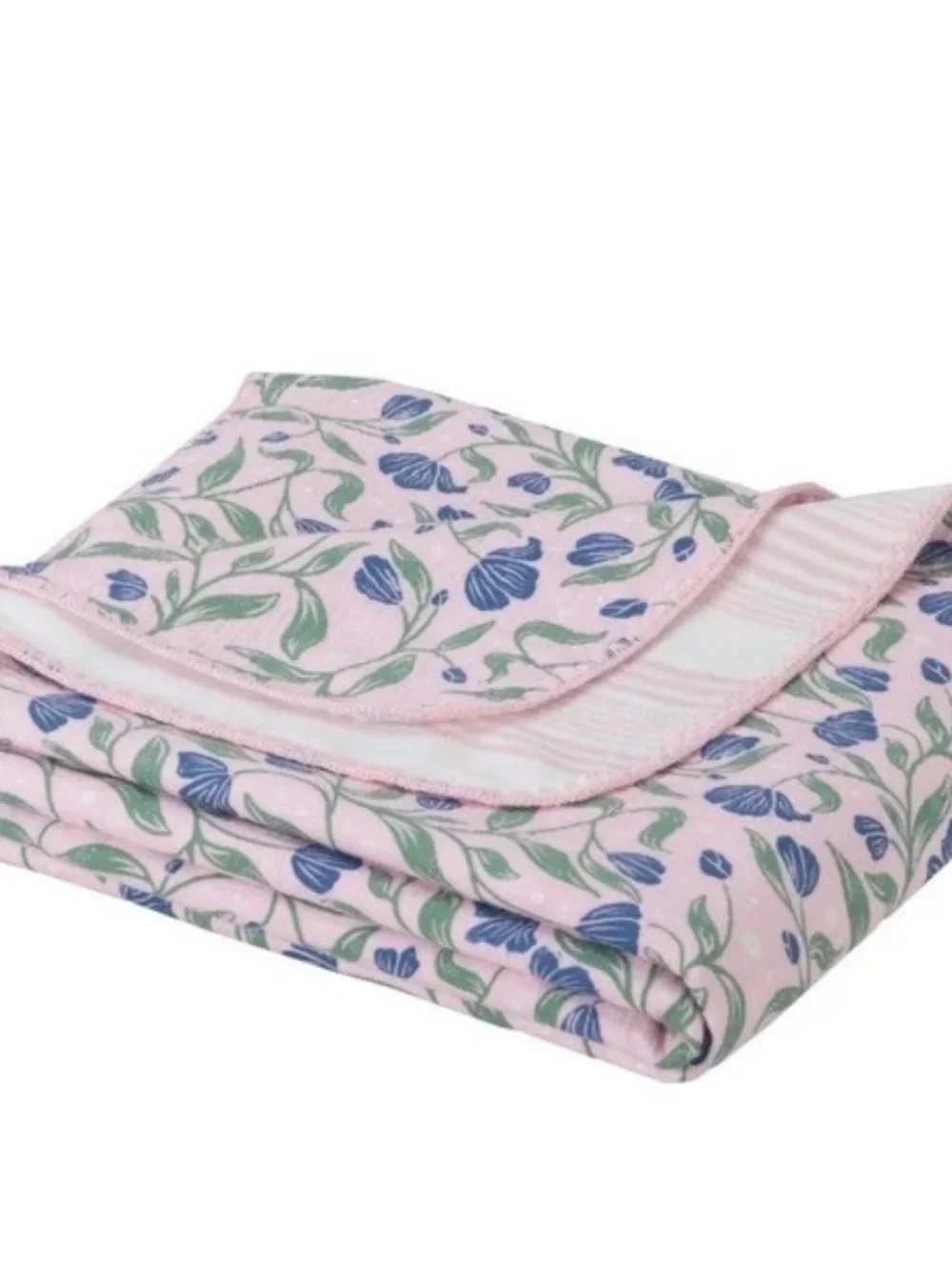 Berkshire Pink Floral Cotton Gauze Throw with Plush Reverse